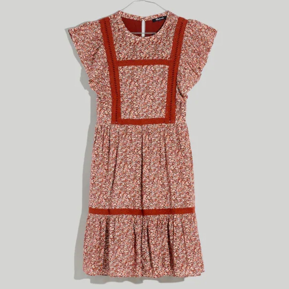 Madewell Flutter-Sleeve Mini Dress in Cottage Garden, WITH POCKETS! Like New!